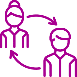 Ikonet av en mann og en kvinne forbundet med en pil betyr muligheter og veiledning