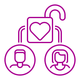 Mann og kvinne med et åpent låsikon betyr forhold uten press